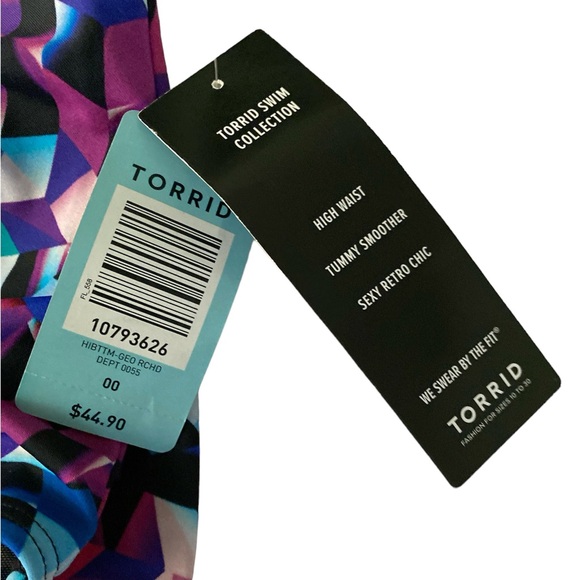 NWT Torrid Swim Collection Geometric High Waist Ruched  Bikini Swim Bott… - Picture 3 of 8